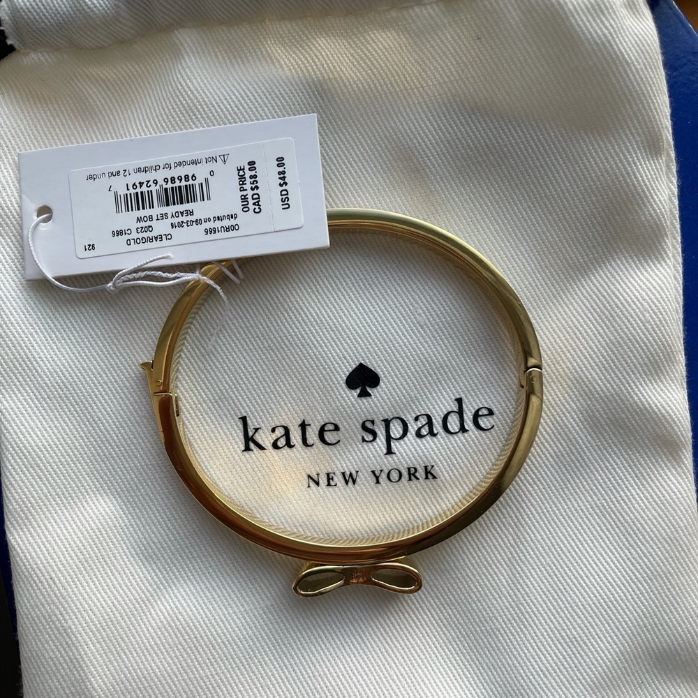 Kate Spade bow rhinestones gold bracelet